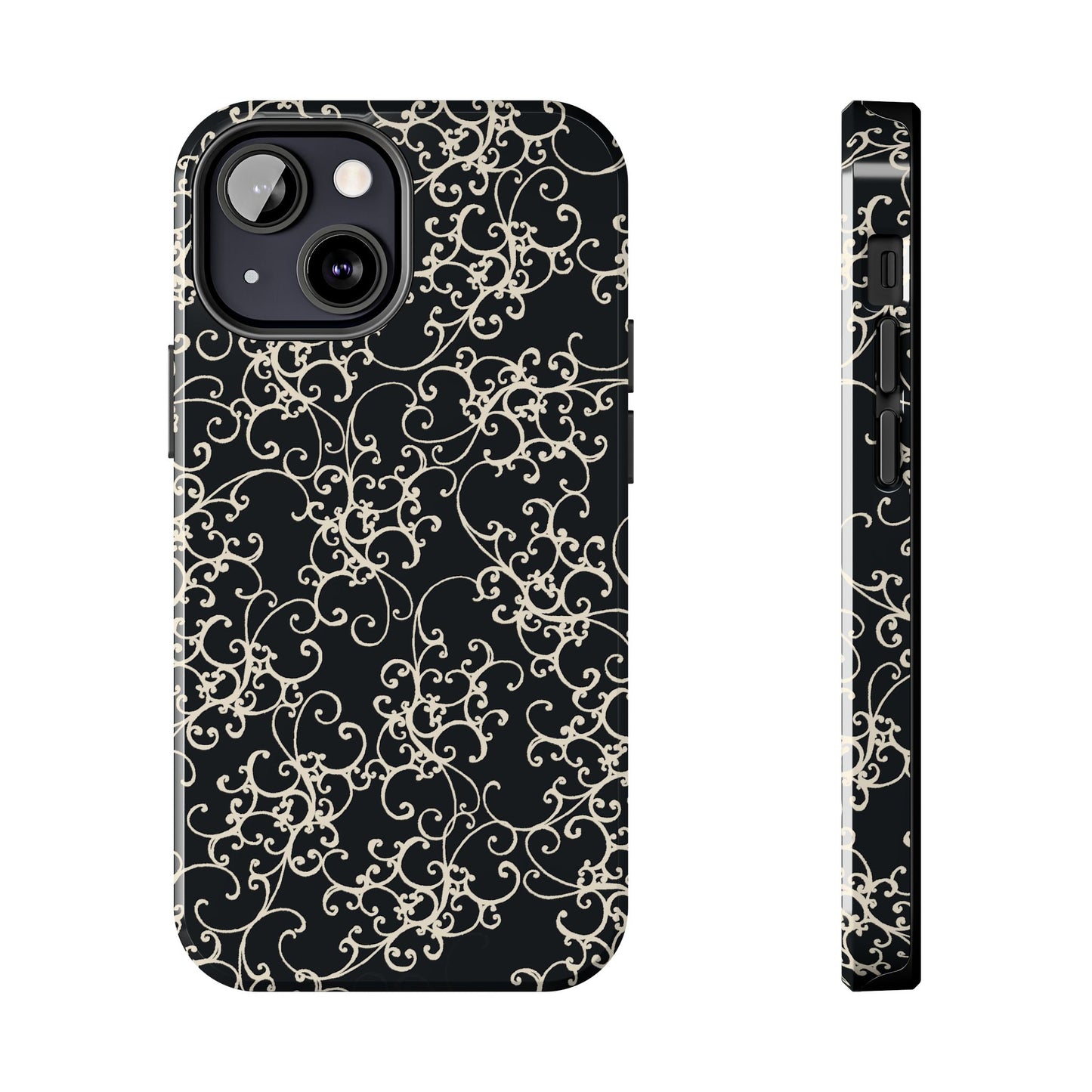 Elegant Scroll Black / Ivory Phone Case