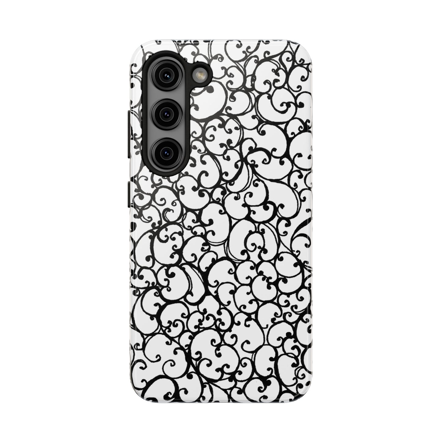 Scrollie White / Black Phone Case