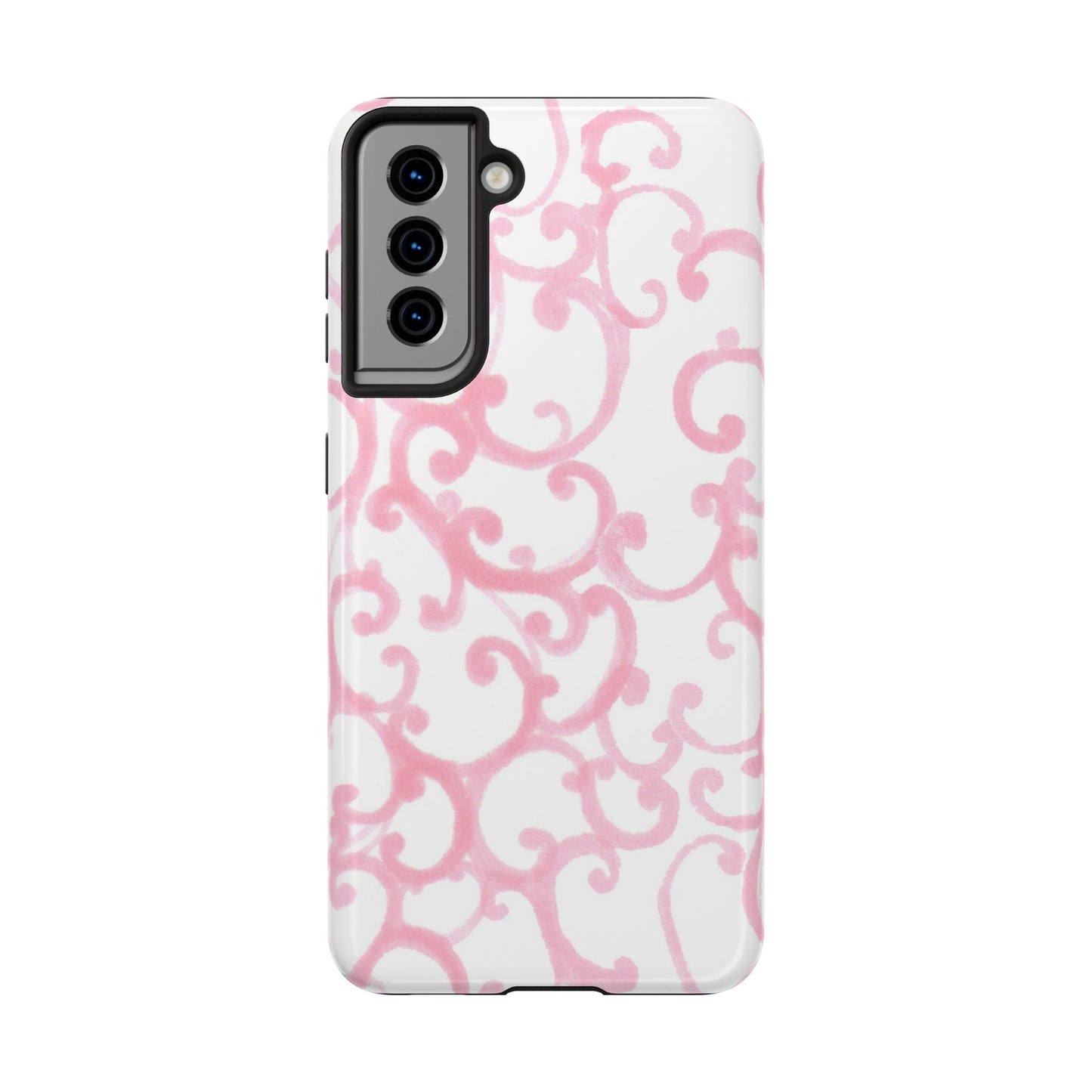 Scrollie White / Pink Phone Case