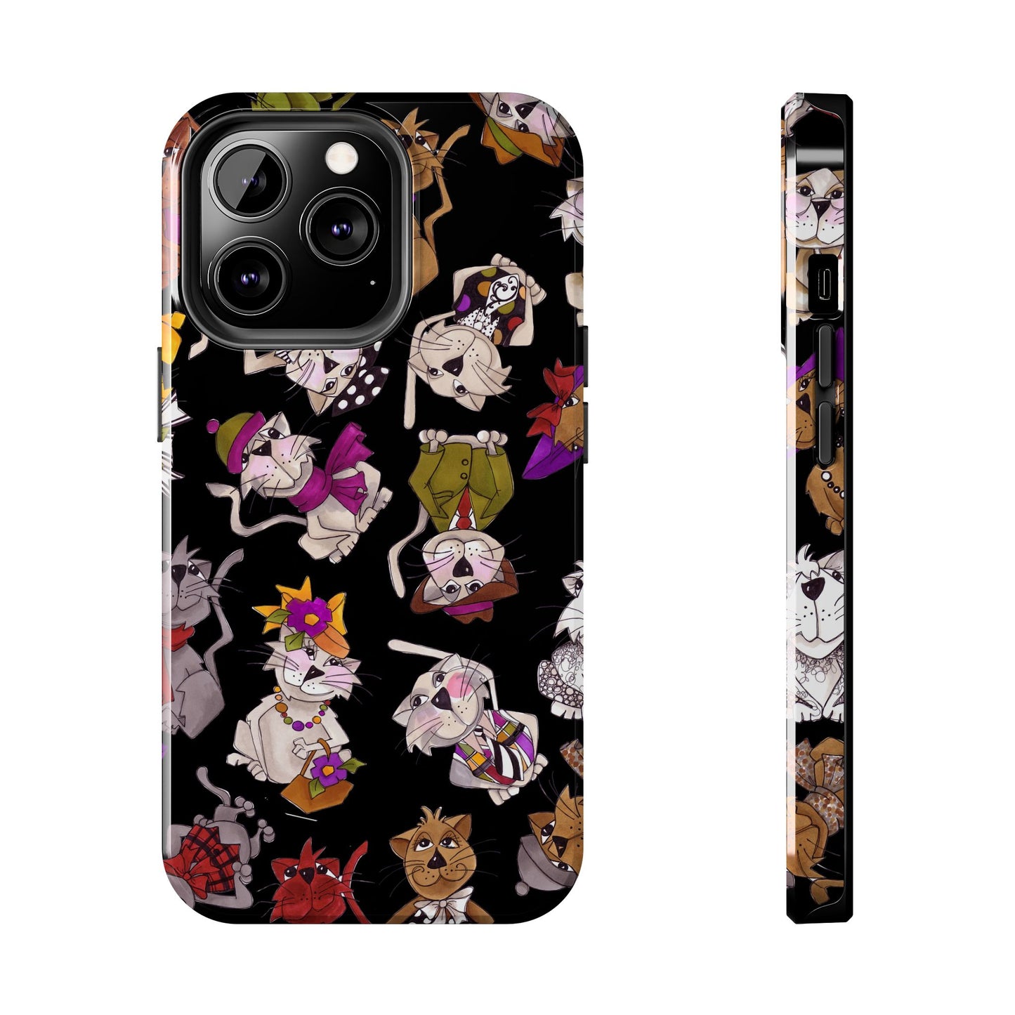 Spice Cats Tossed Black Phone Case