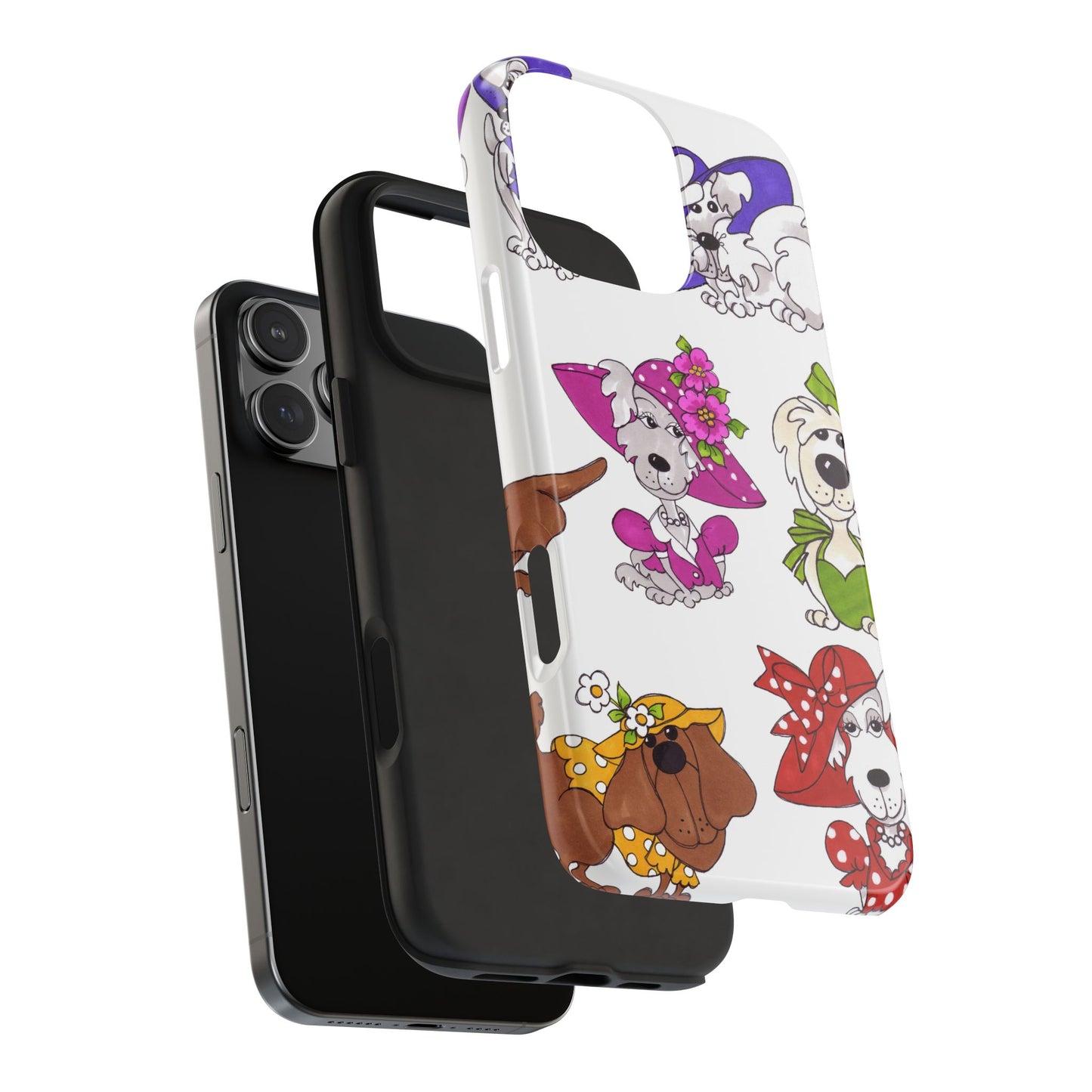 Fancy Dog Line Up White Phone Case