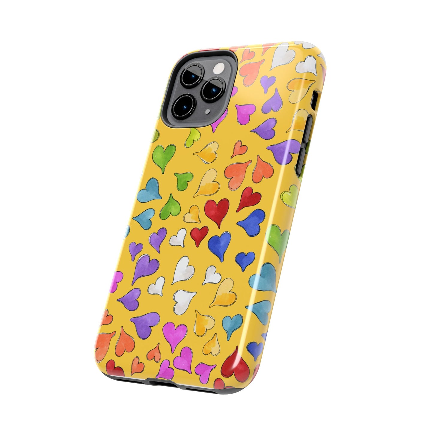 Happy Hearts Yellow Phone Case
