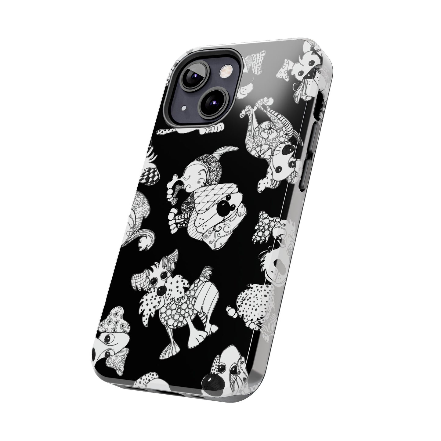 Doodle Dogs Black Phone Case