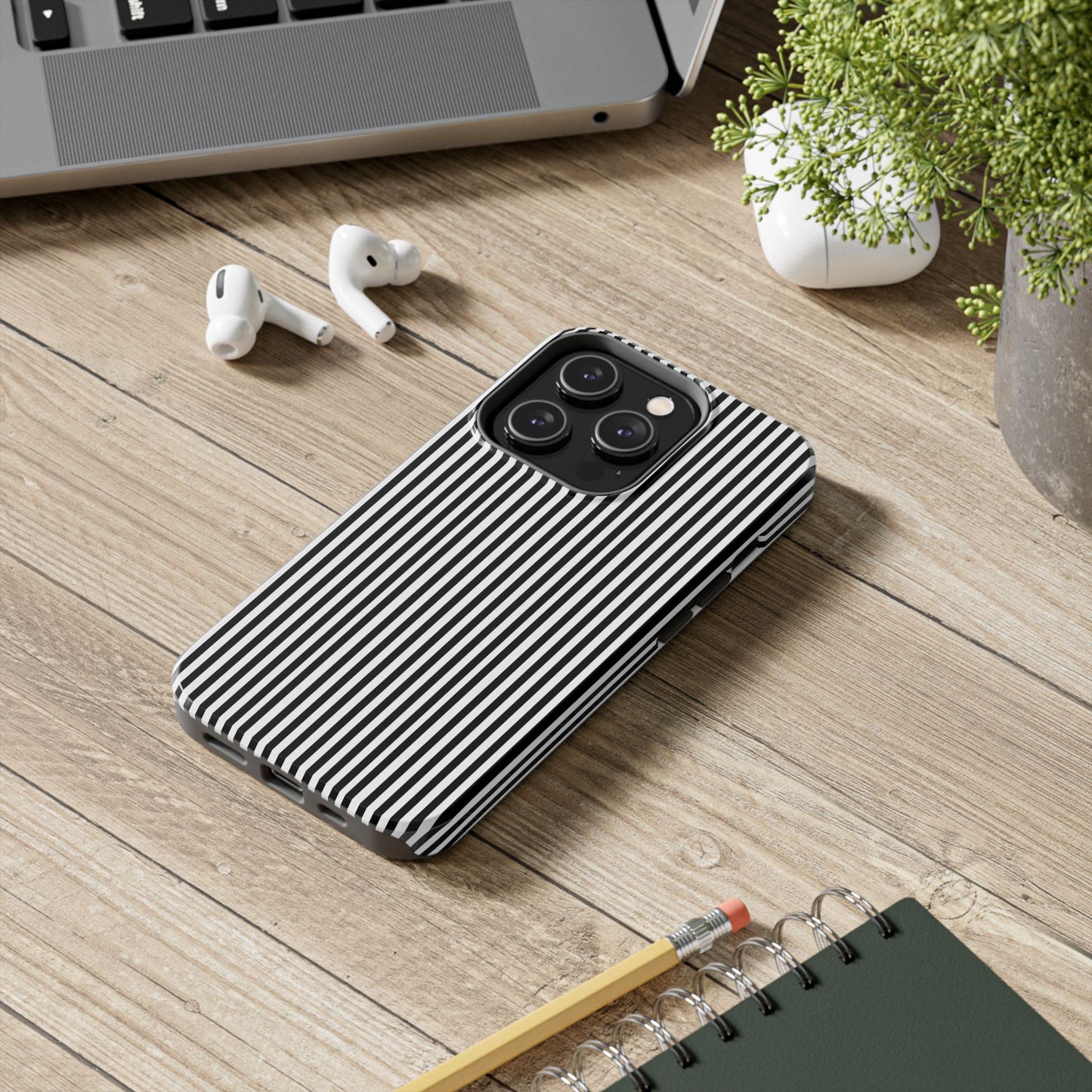 Stripe White / Black Phone Case