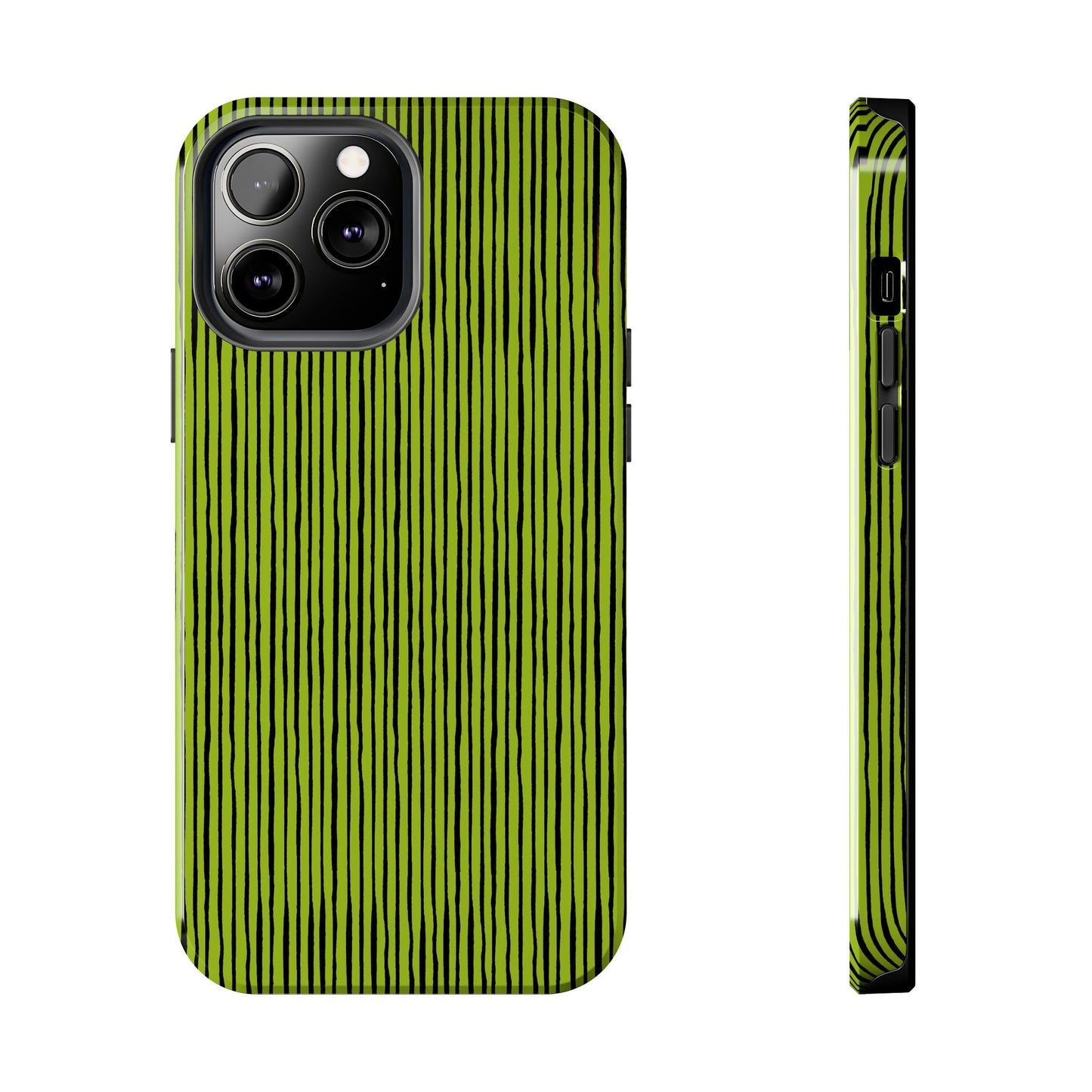 Quirky Pin Stripe Green / Black Phone Case