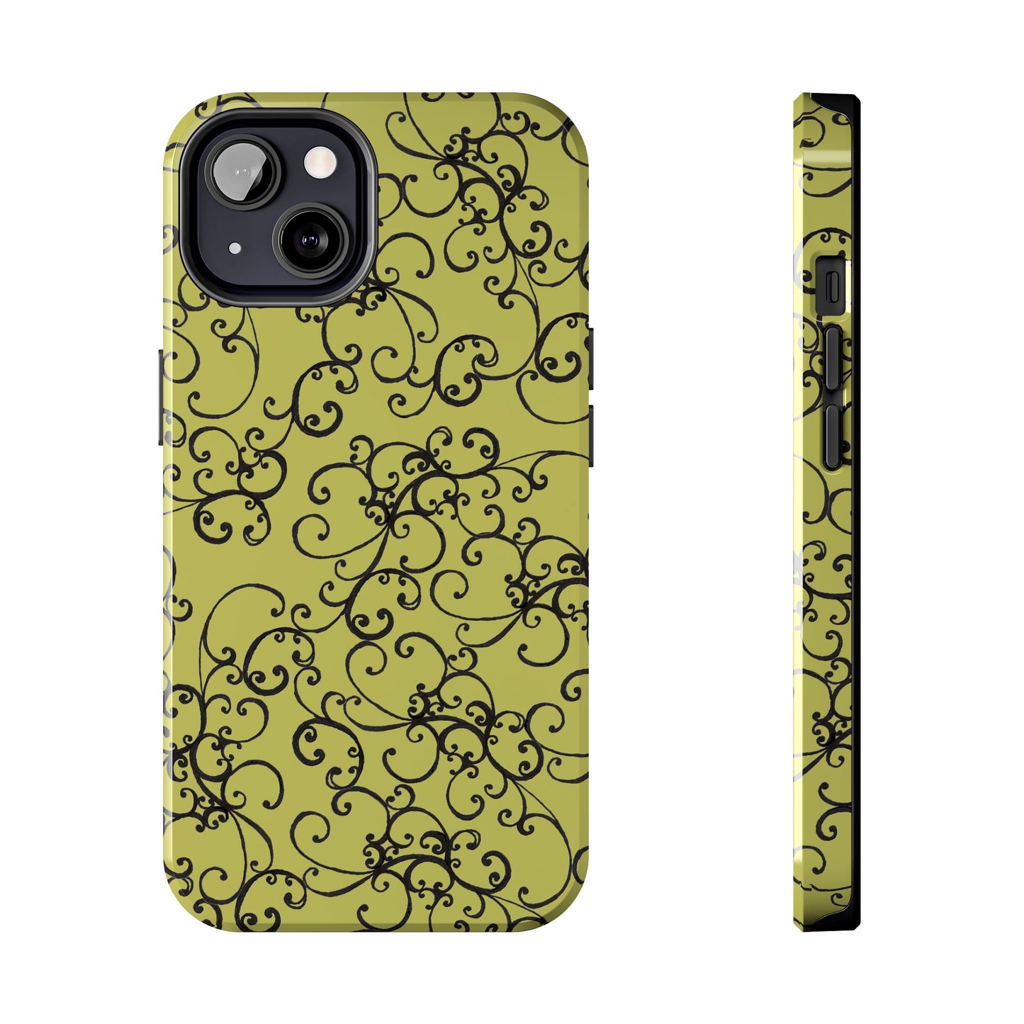 Elegant Scroll Green / Black Phone Case
