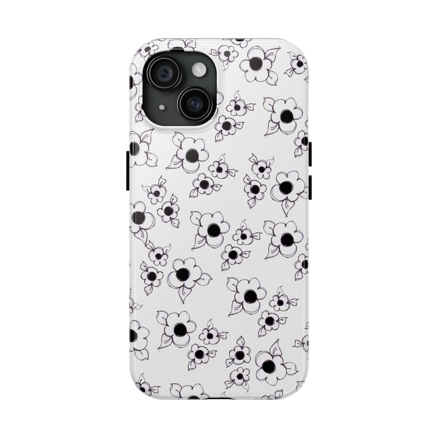 Daisy Cluster White / Black Phone Case
