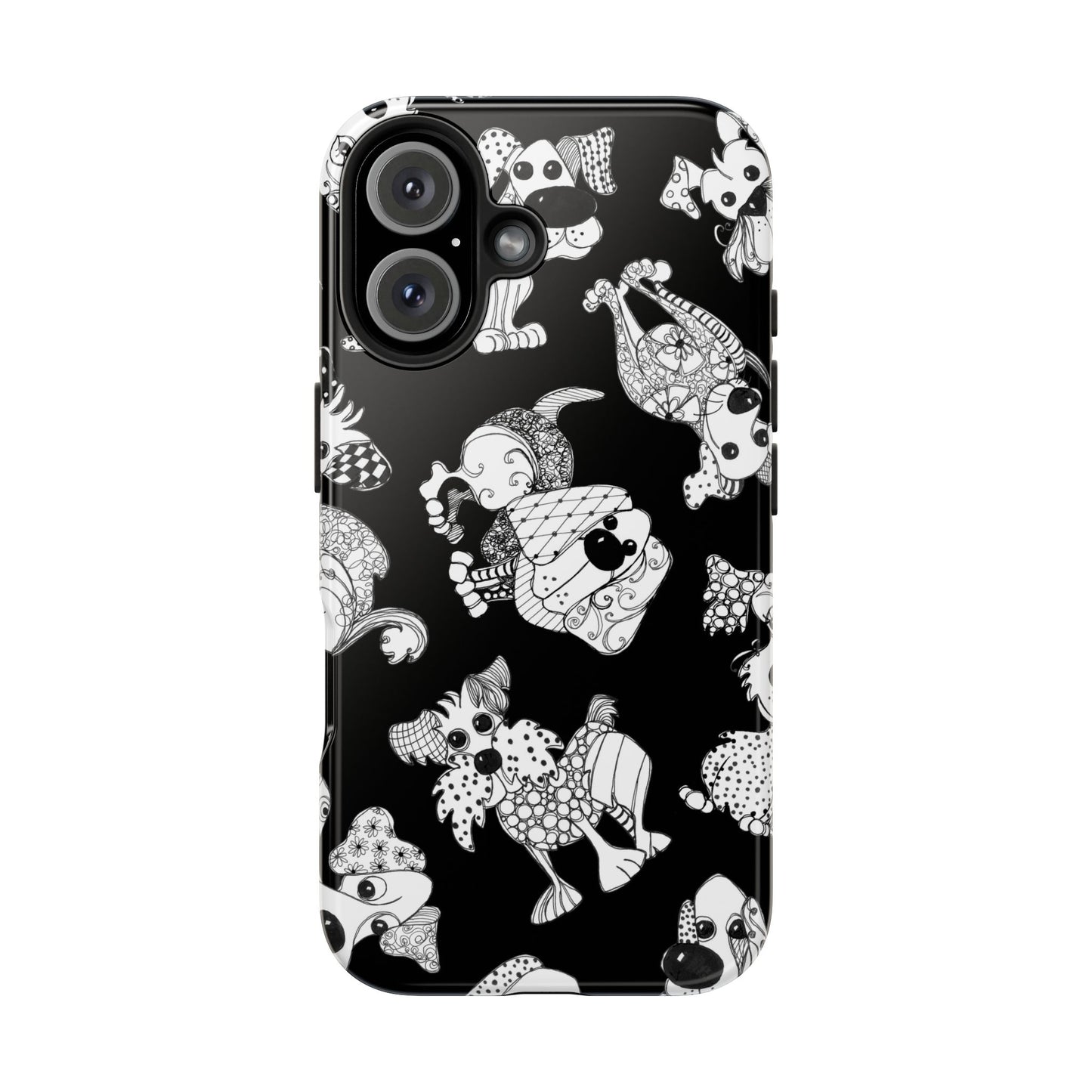 Doodle Dogs Black Phone Case