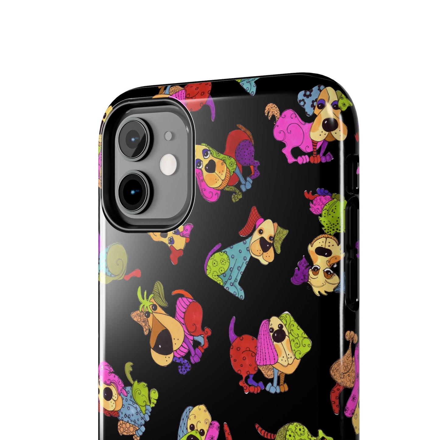 Tossed Happy Dogs Black Phone Case