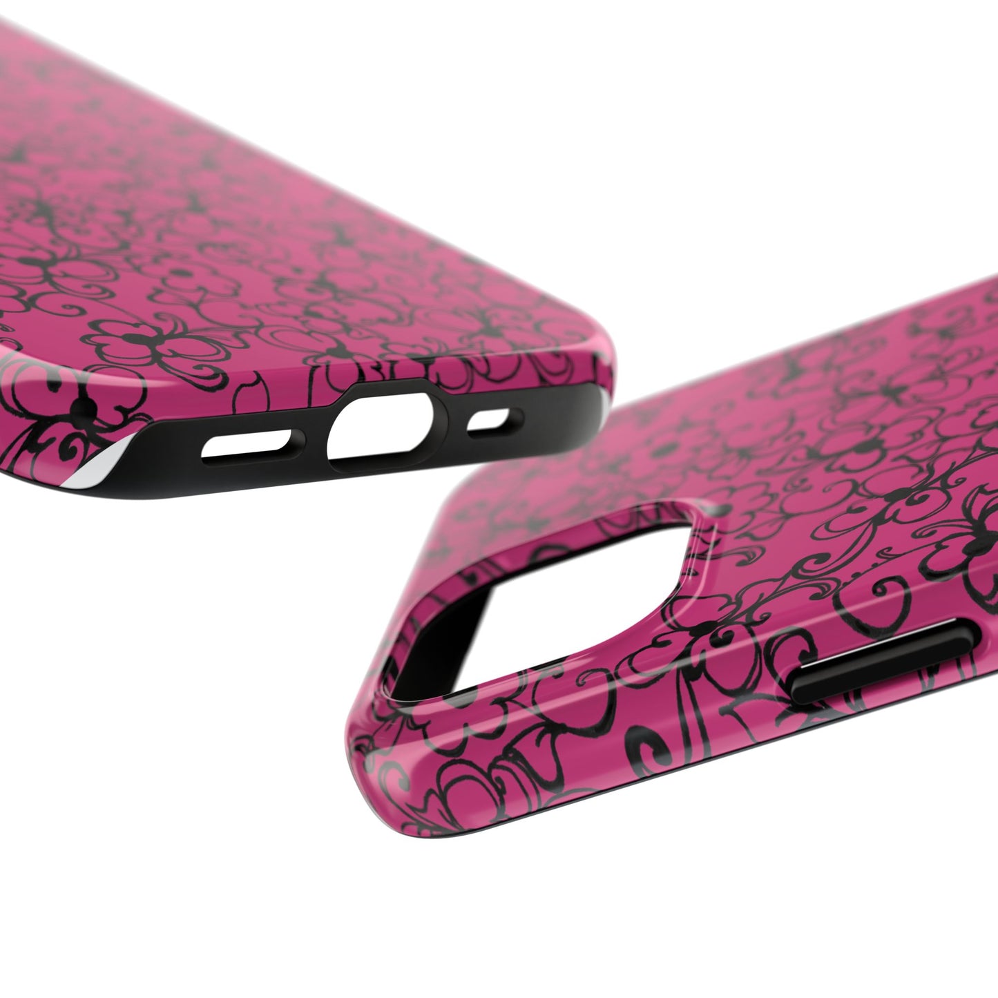 Daisy Jungle Pink / Black Phone Case