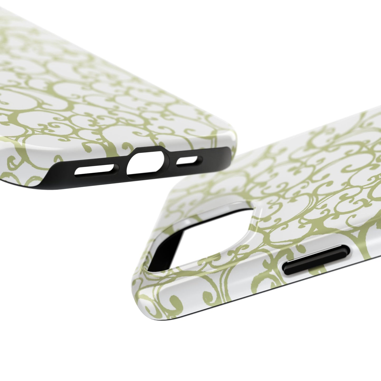 Scrollie White / Green Phone Case