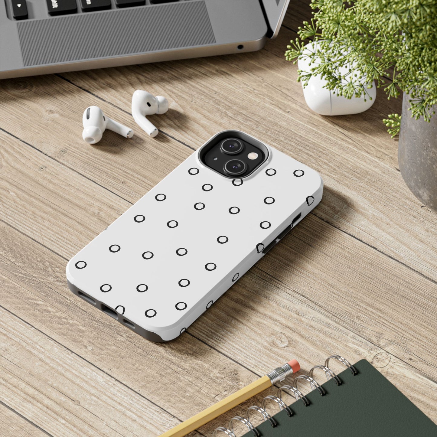 Open Dots White / Black Phone Case