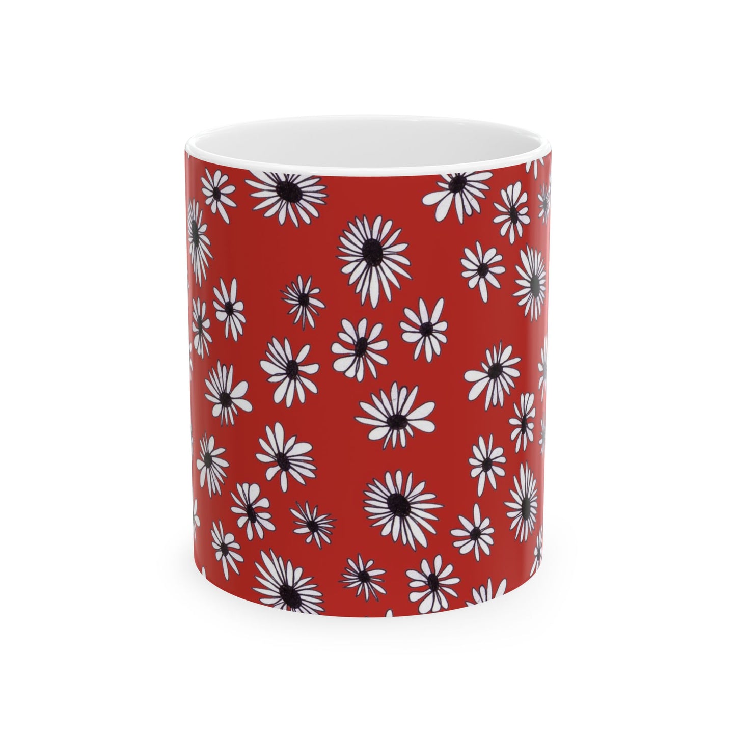 Random Daisy Red / White Cup