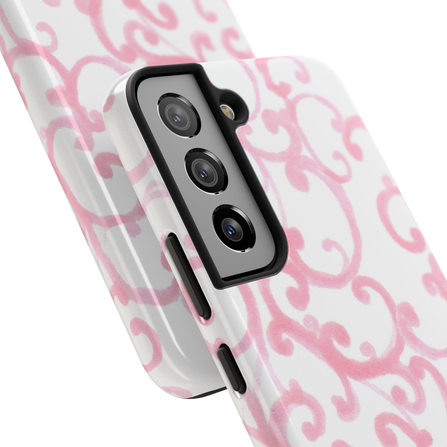 Scrollie White / Pink Phone Case