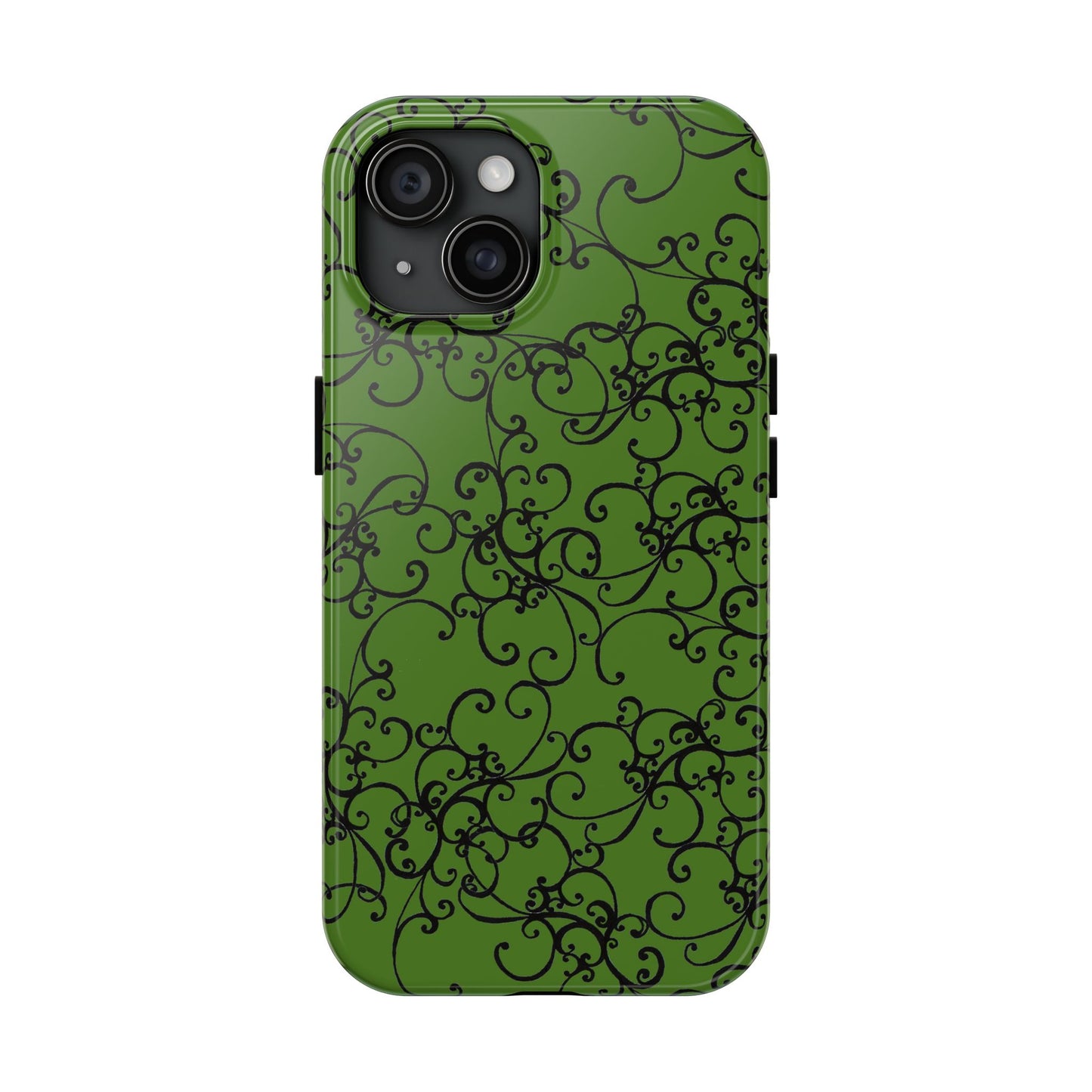 Elegant Scroll Green / Black Phone Case