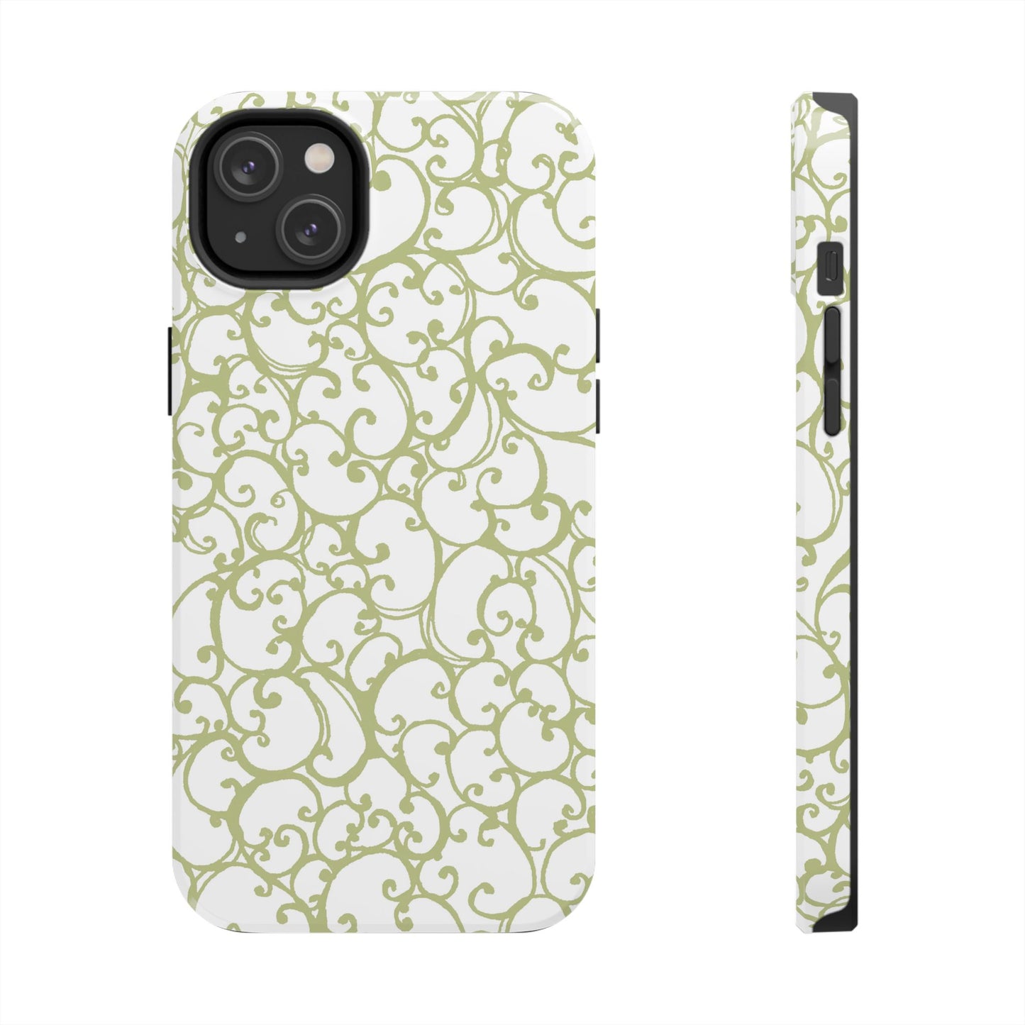 Scrollie White / Green Phone Case