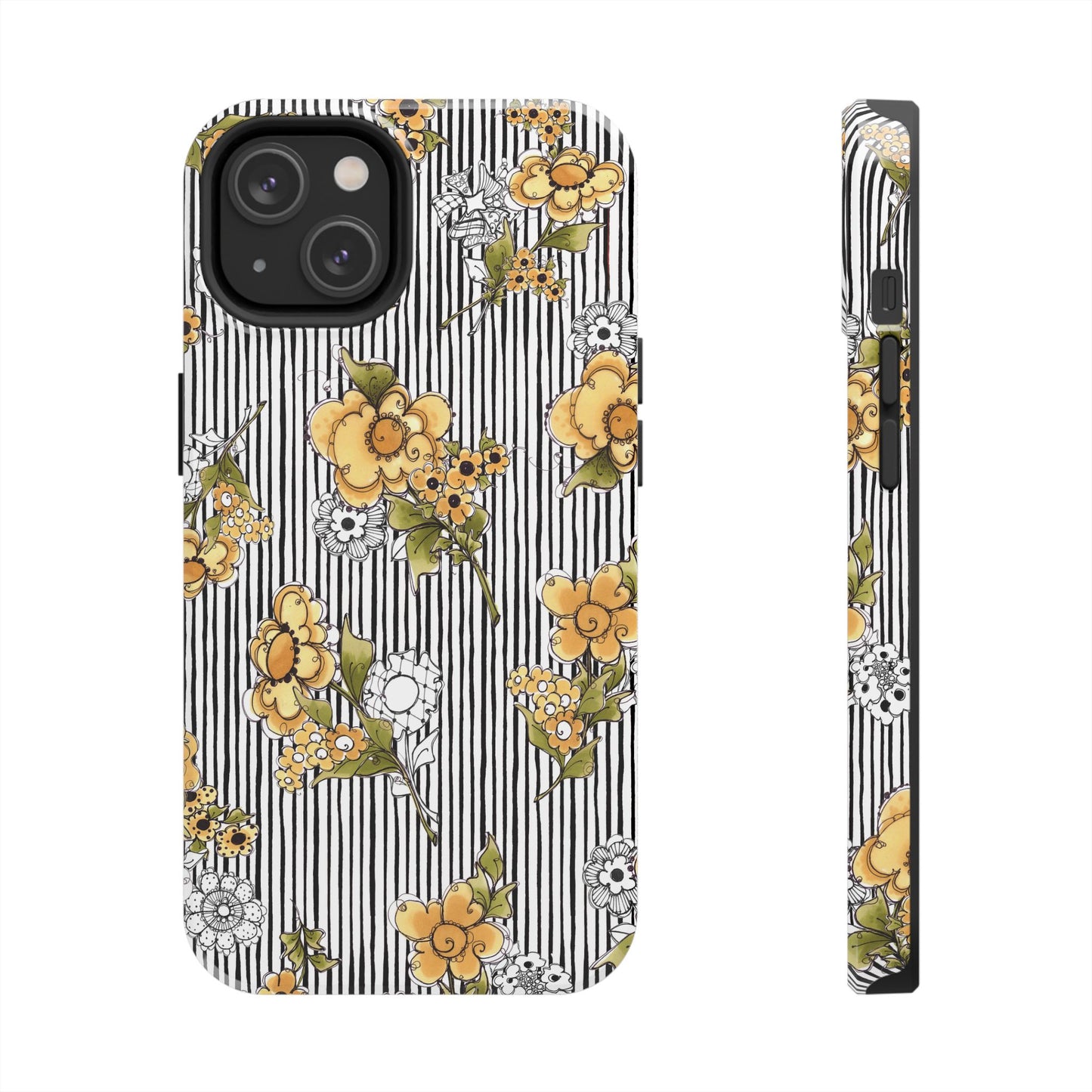 Bee Floral White / Black Phone Case