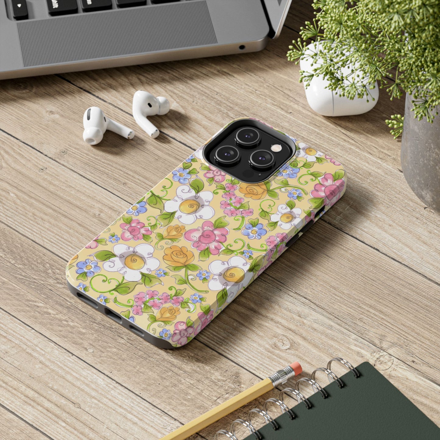Flower Frolic Yellow Phone Case