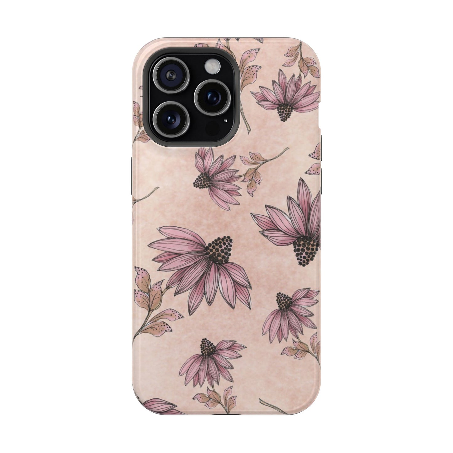 Wild Cone Flowers Pink Marble Phone Case