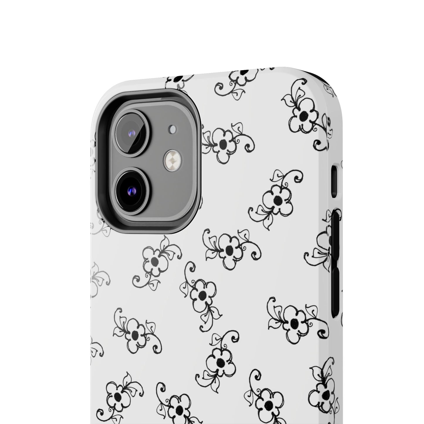 Daisy Scroll White / Black Phone Case