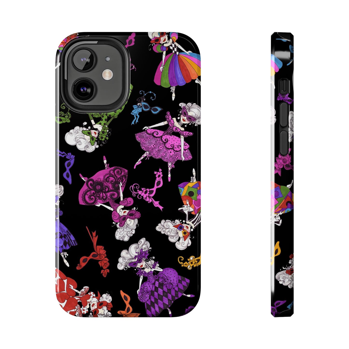 Tossed Masquerade Ladies Black Phone Case