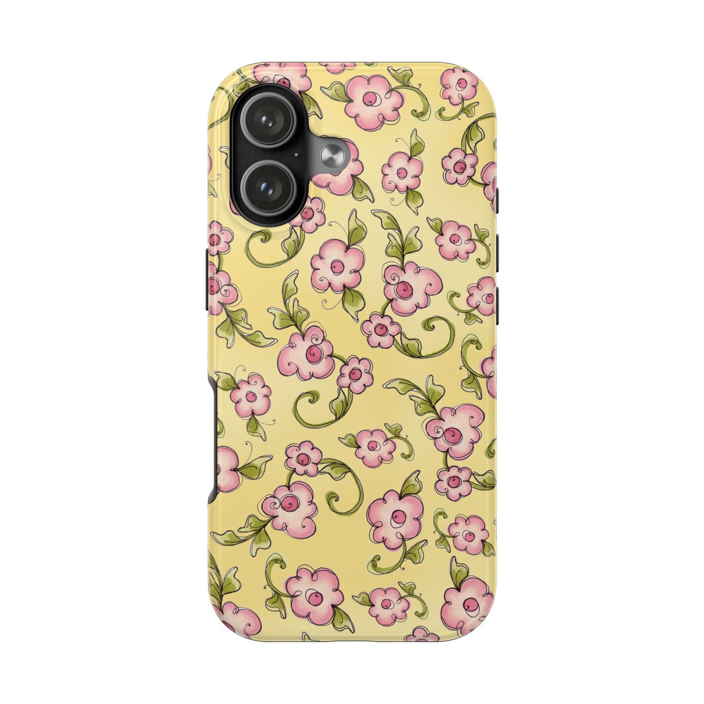 Scroll Daisies Yellow / Peach Phone Case