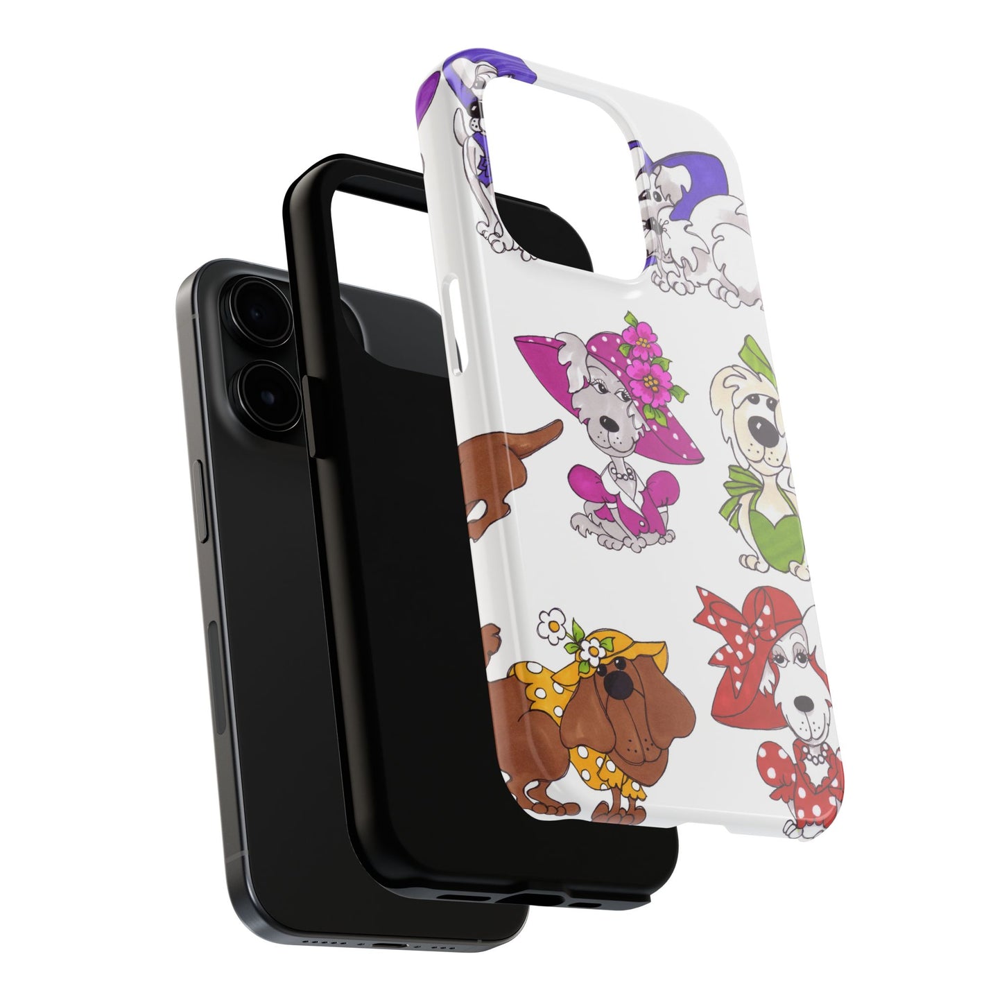 Fancy Dog Line Up White Phone Case