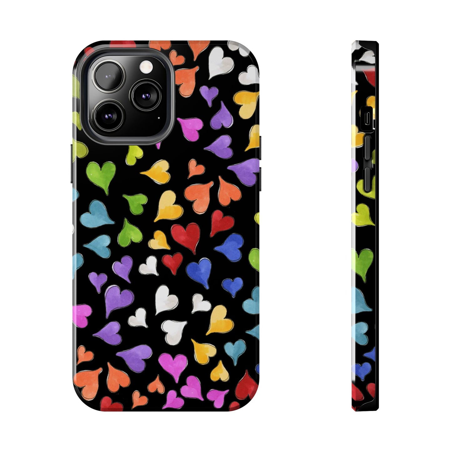 Happy Hearts Black Phone Case