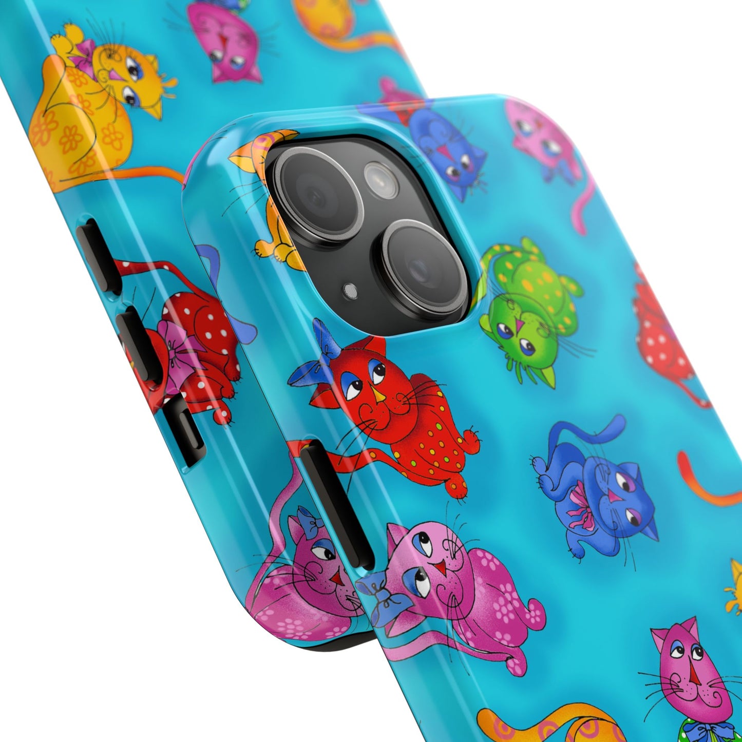 Tossed Cool Cats Turquoise Phone Case