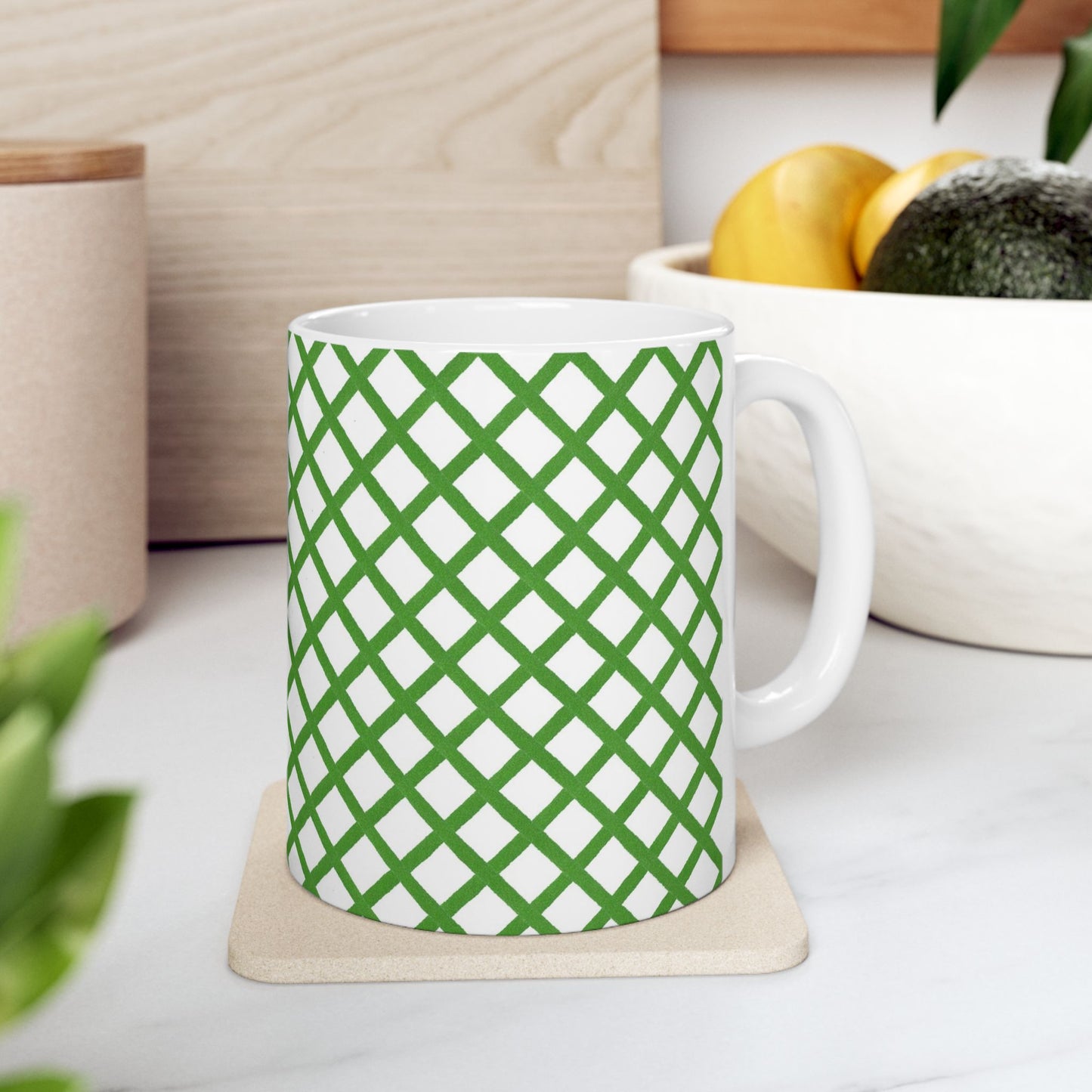 Trellis White / Green Cup