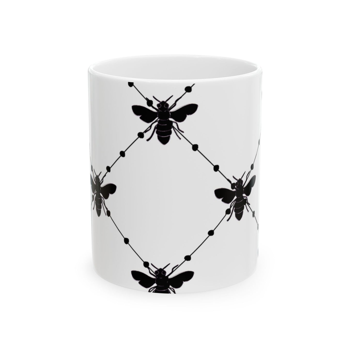 Beaded Bees White Cup