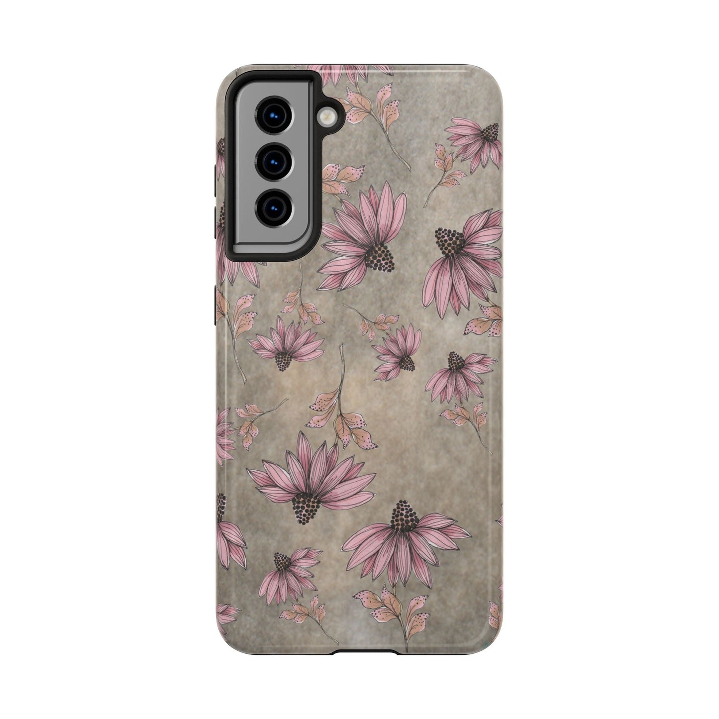 Wild Cone Flowers Taupe Marble Phone Case