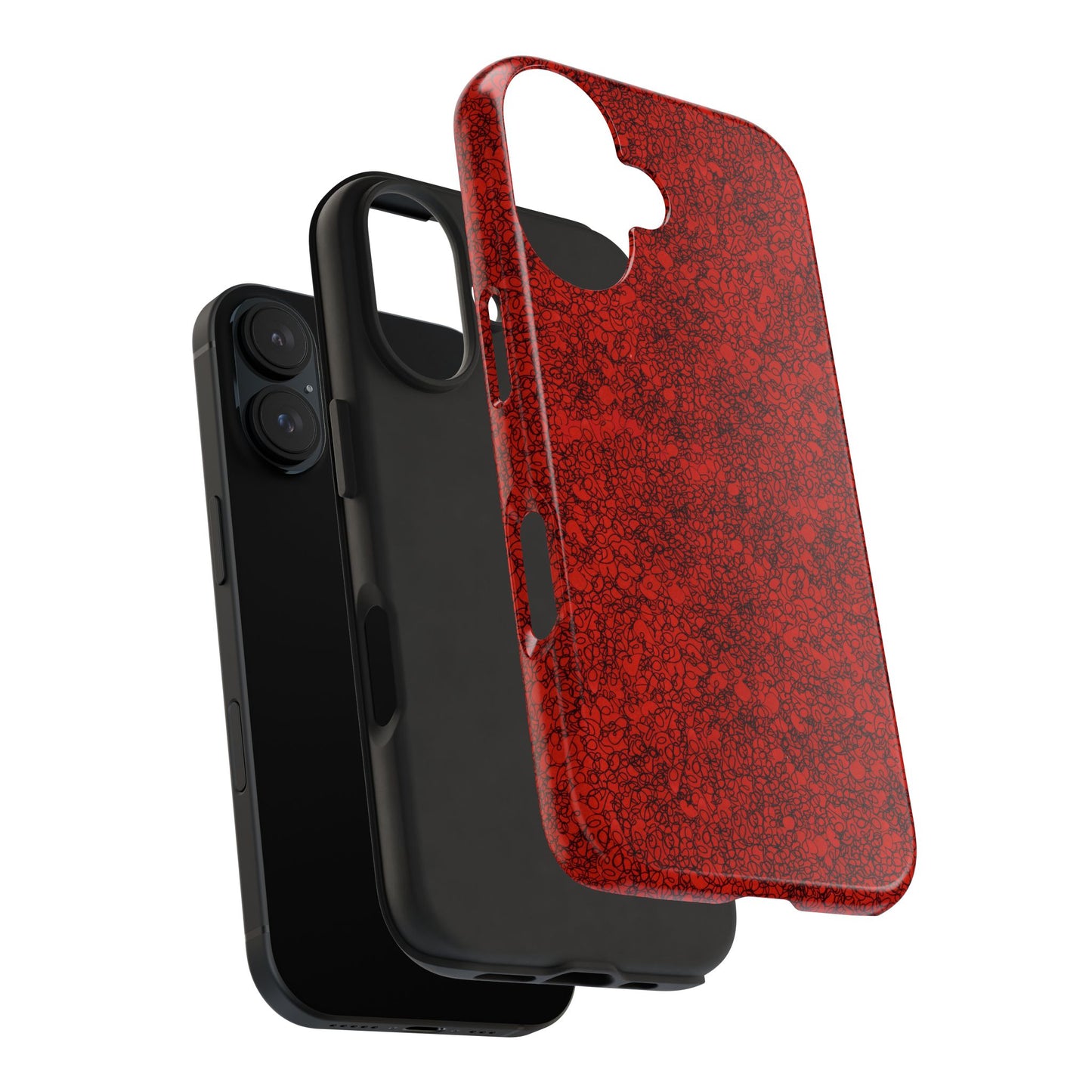 Scribble Red / Black Phone Case