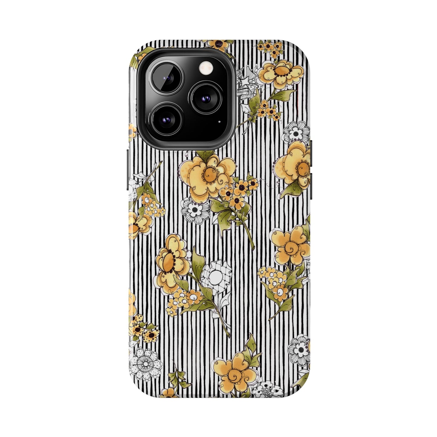 Bee Floral White / Black Phone Case