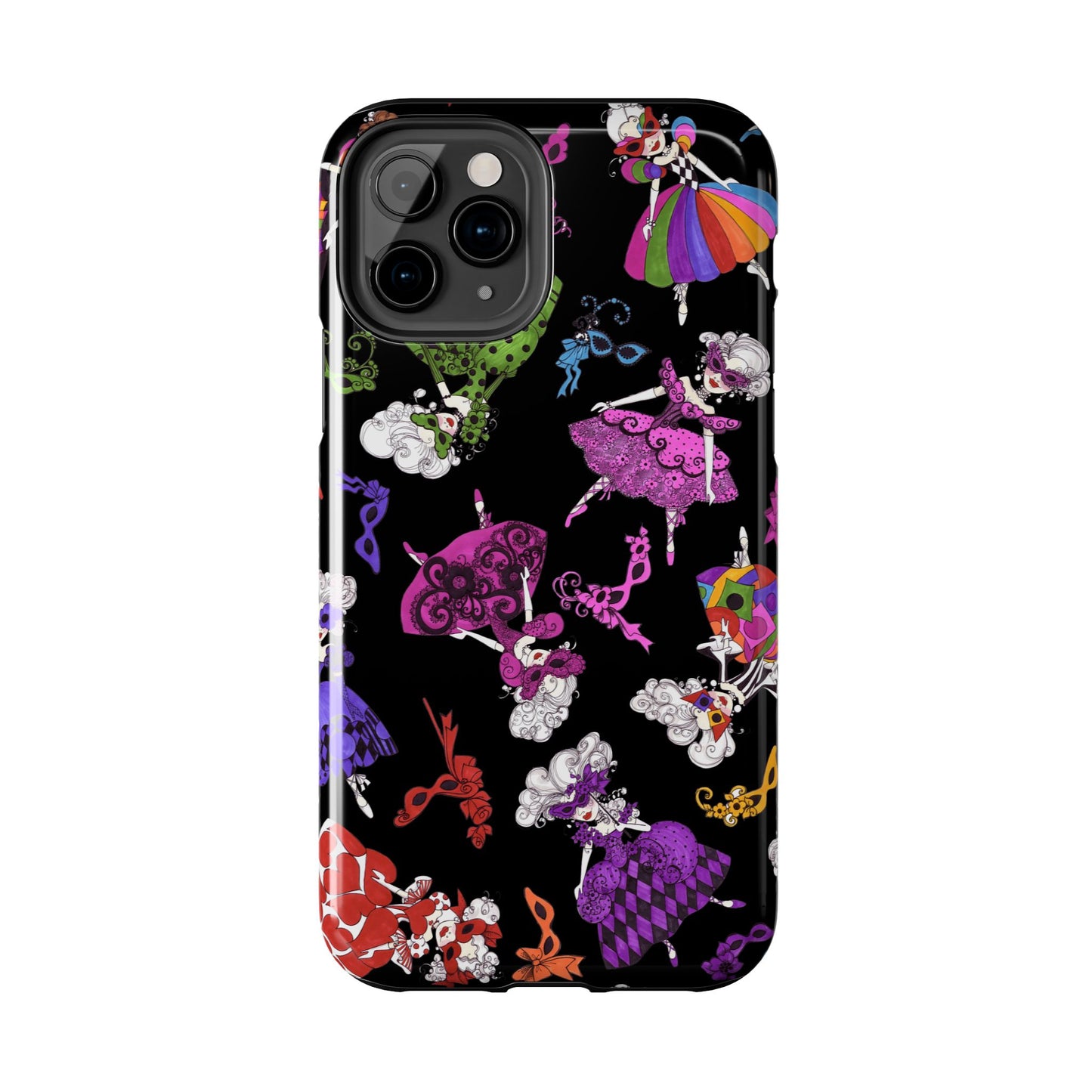 Tossed Masquerade Ladies Black Phone Case