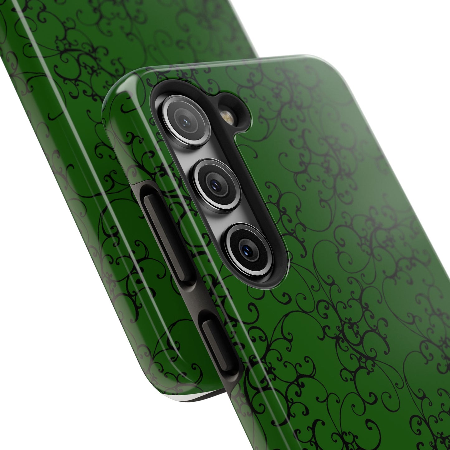 Elegant Scroll Dark Green / Black Phone Case