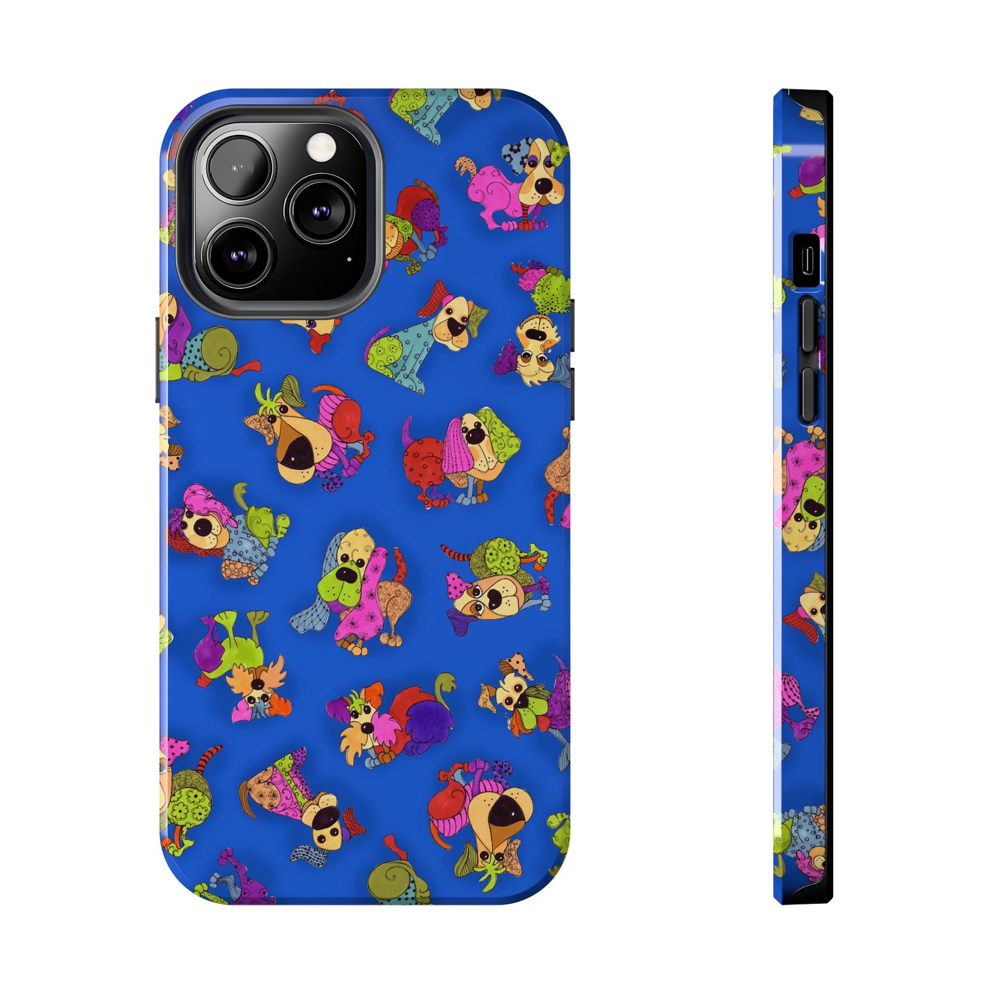 Tossed Happy Dogs Blue Phone Case