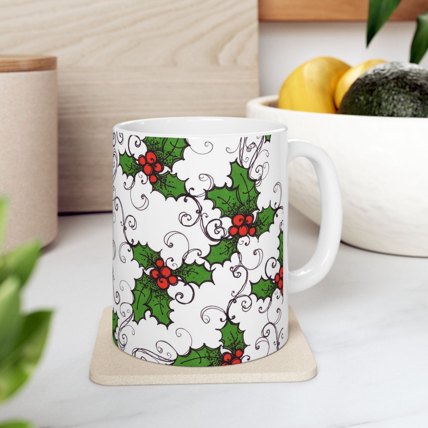 Jolly Holly White Cup