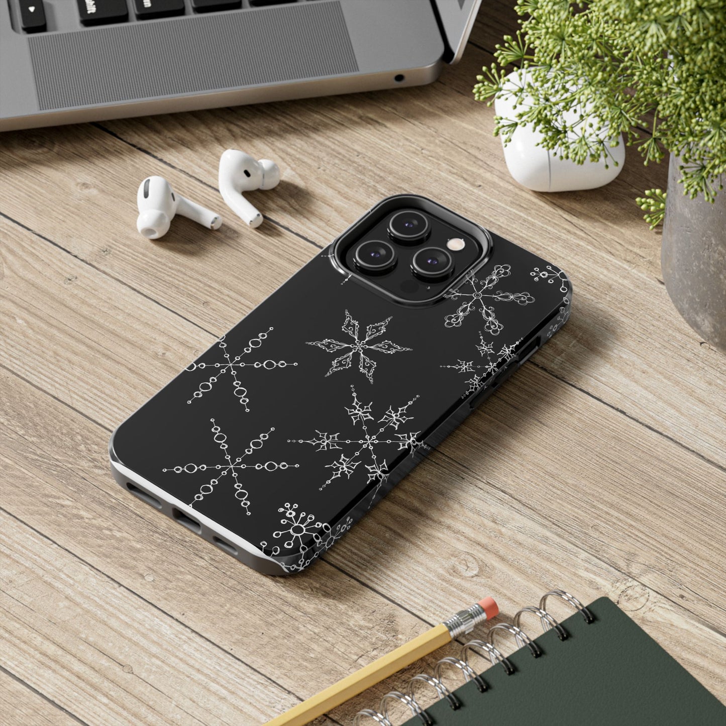 Snowflakes Black Phone Case