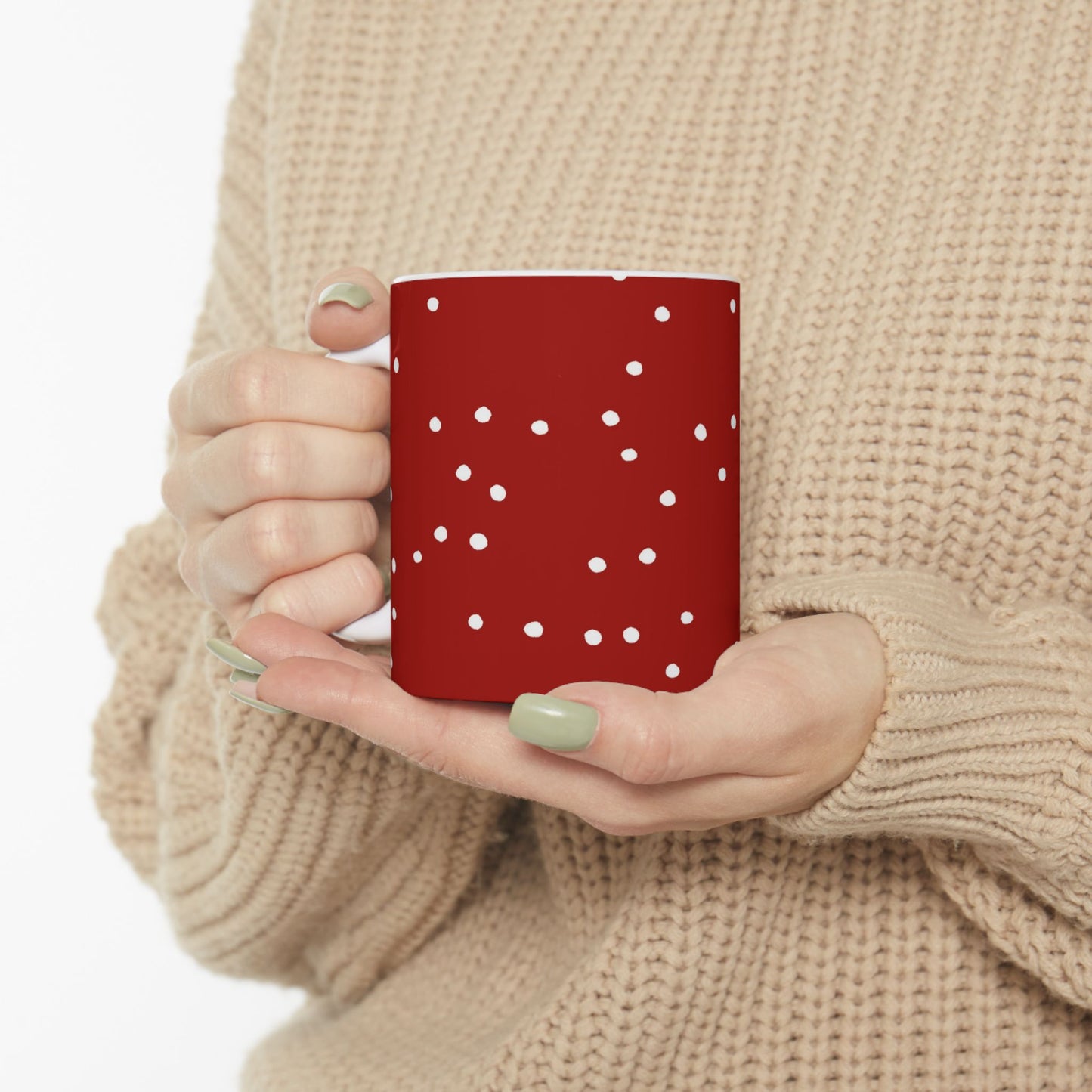 Dinky Dots Dark Red / White Cup