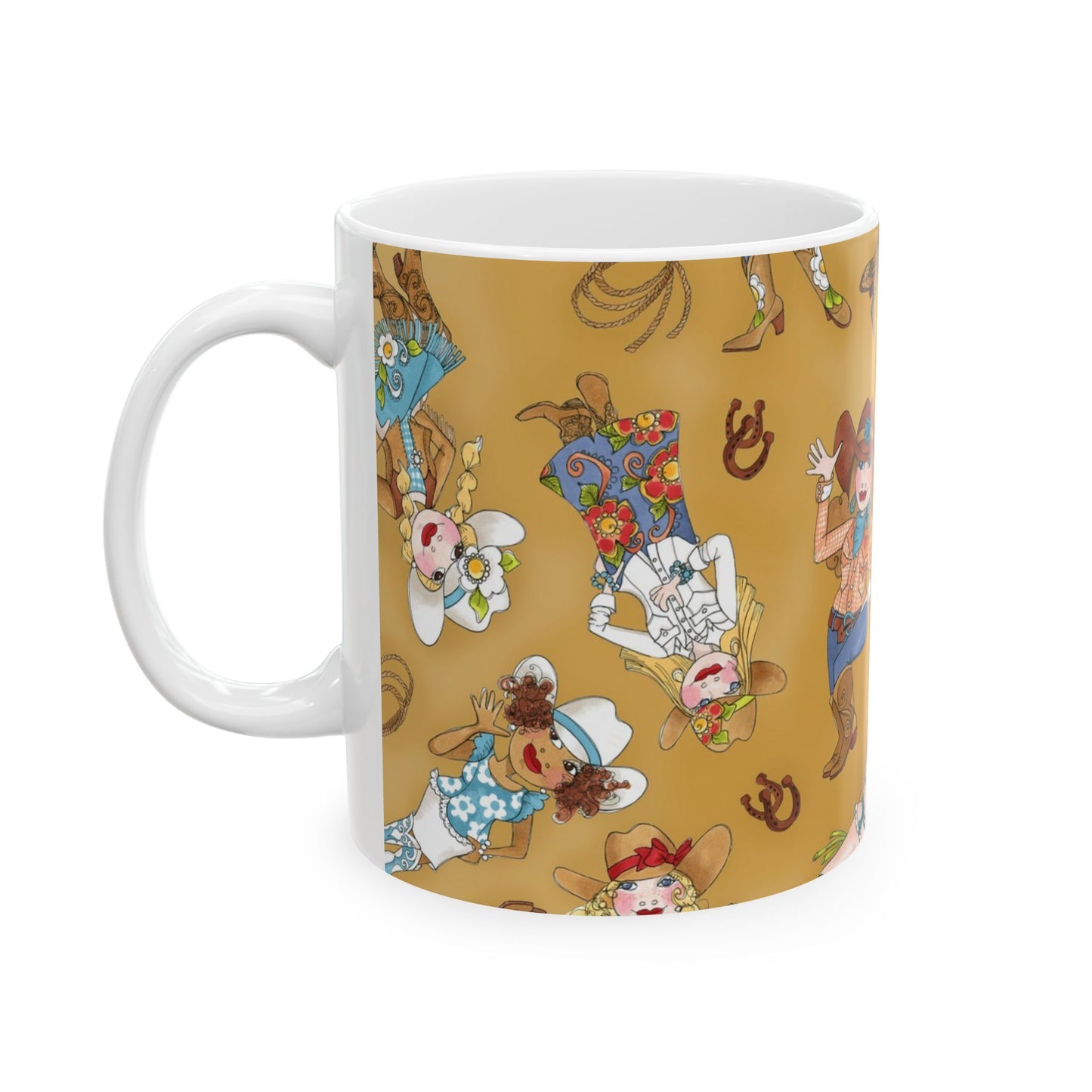 Tossed Cowgirls Tan Cup