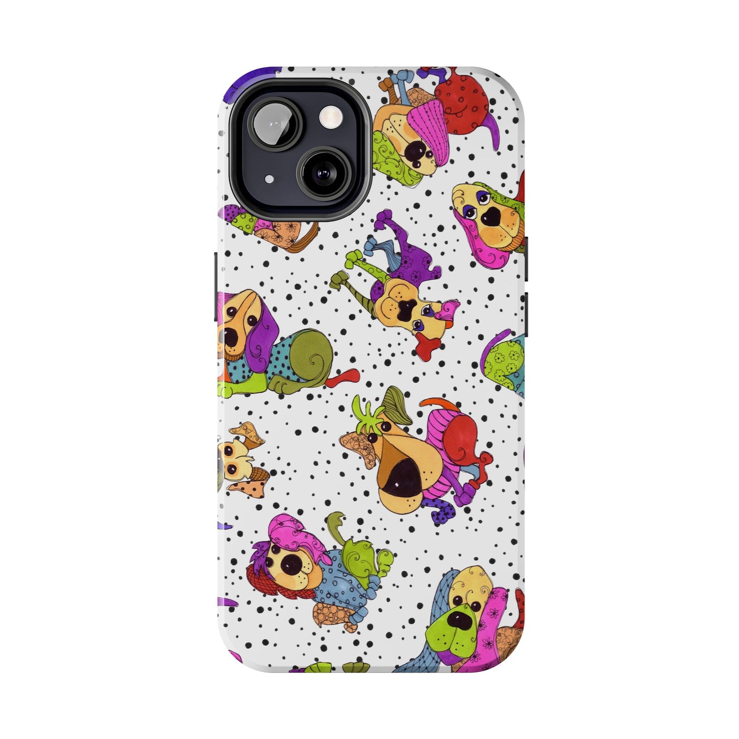 Tossed Happy Dogs White Phone Case