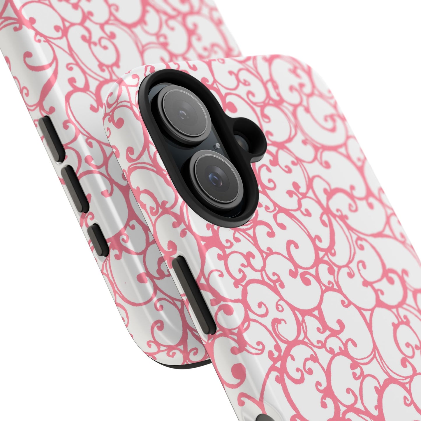 Scrollie White / Pink Phone Case