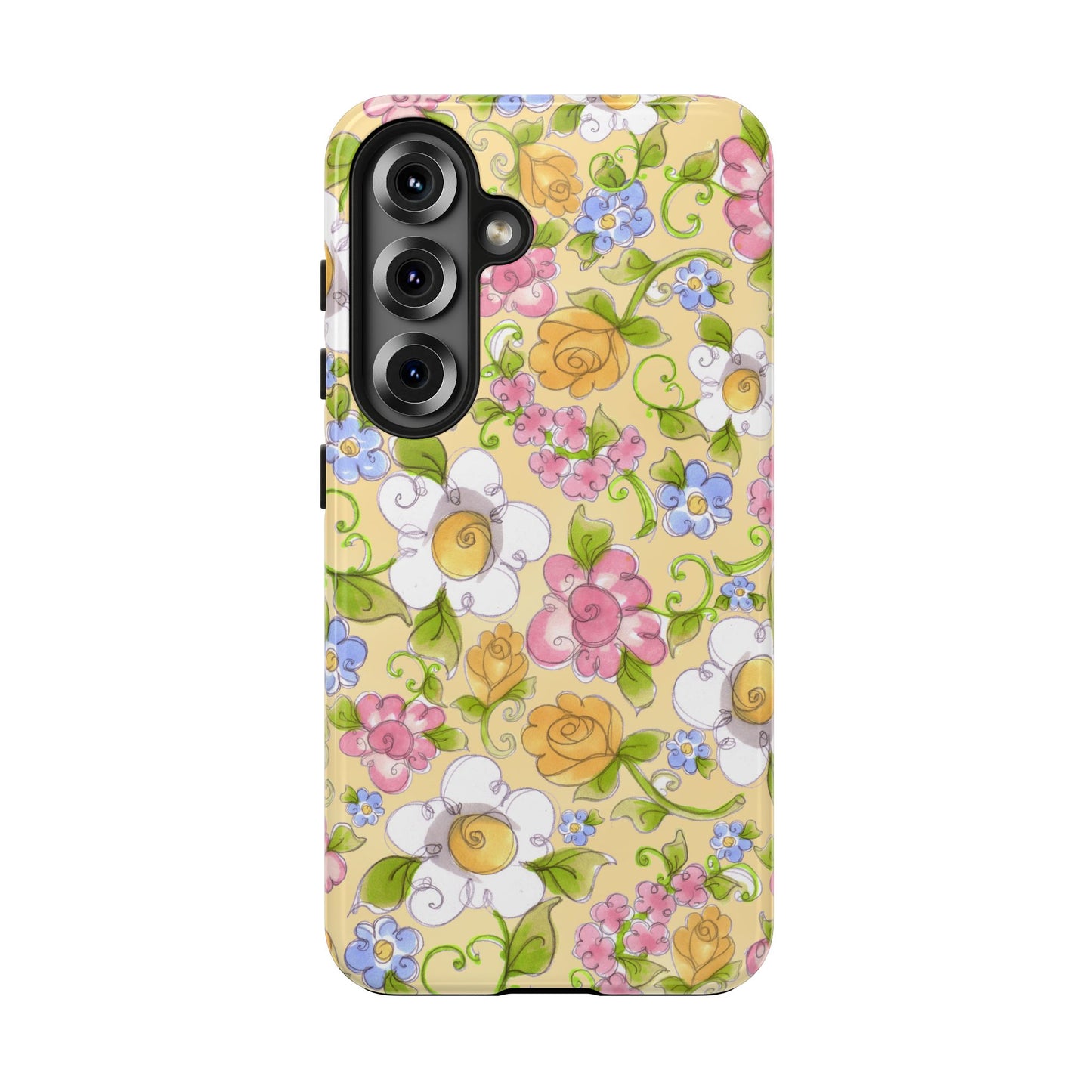Flower Frolic Yellow Phone Case