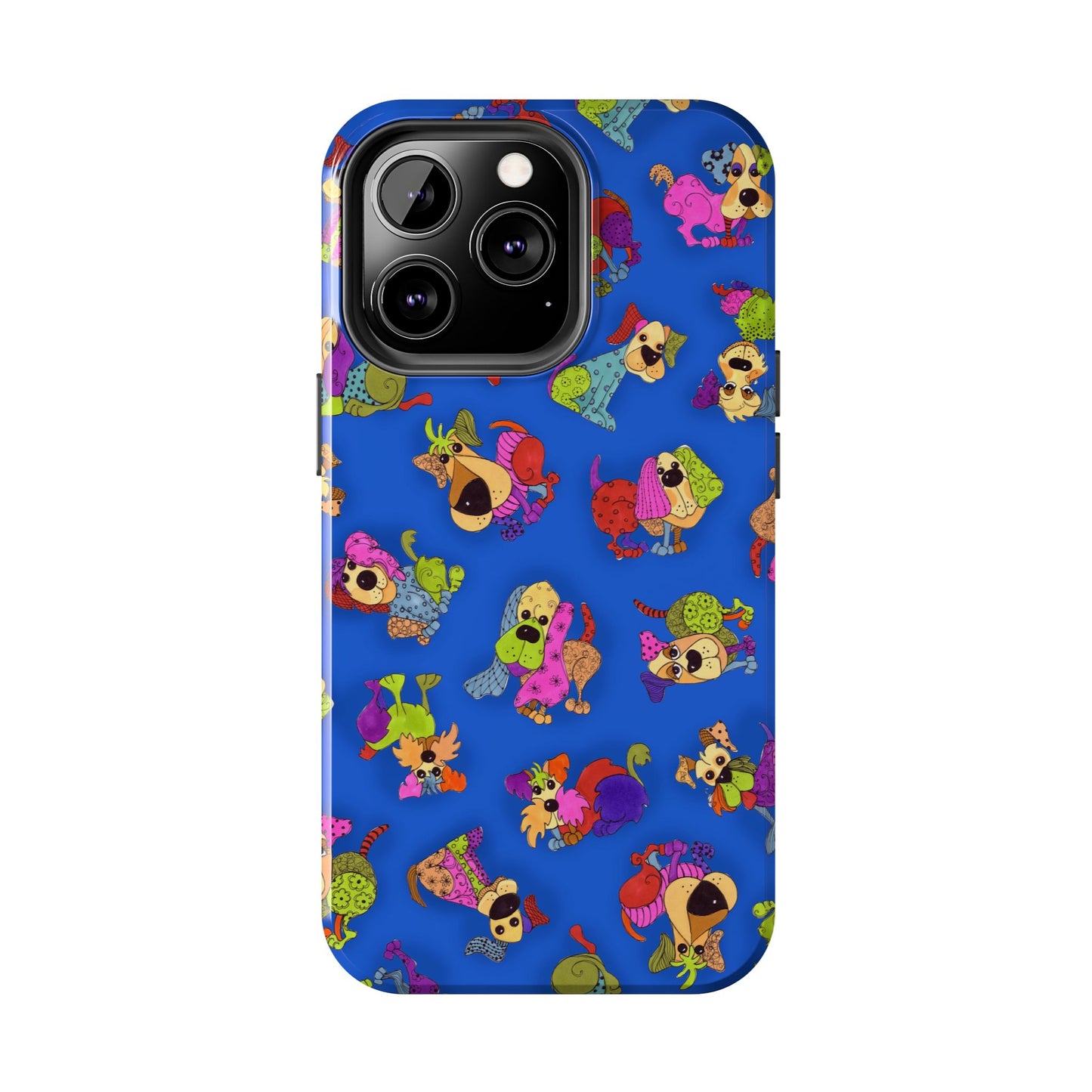Tossed Happy Dogs Blue Phone Case