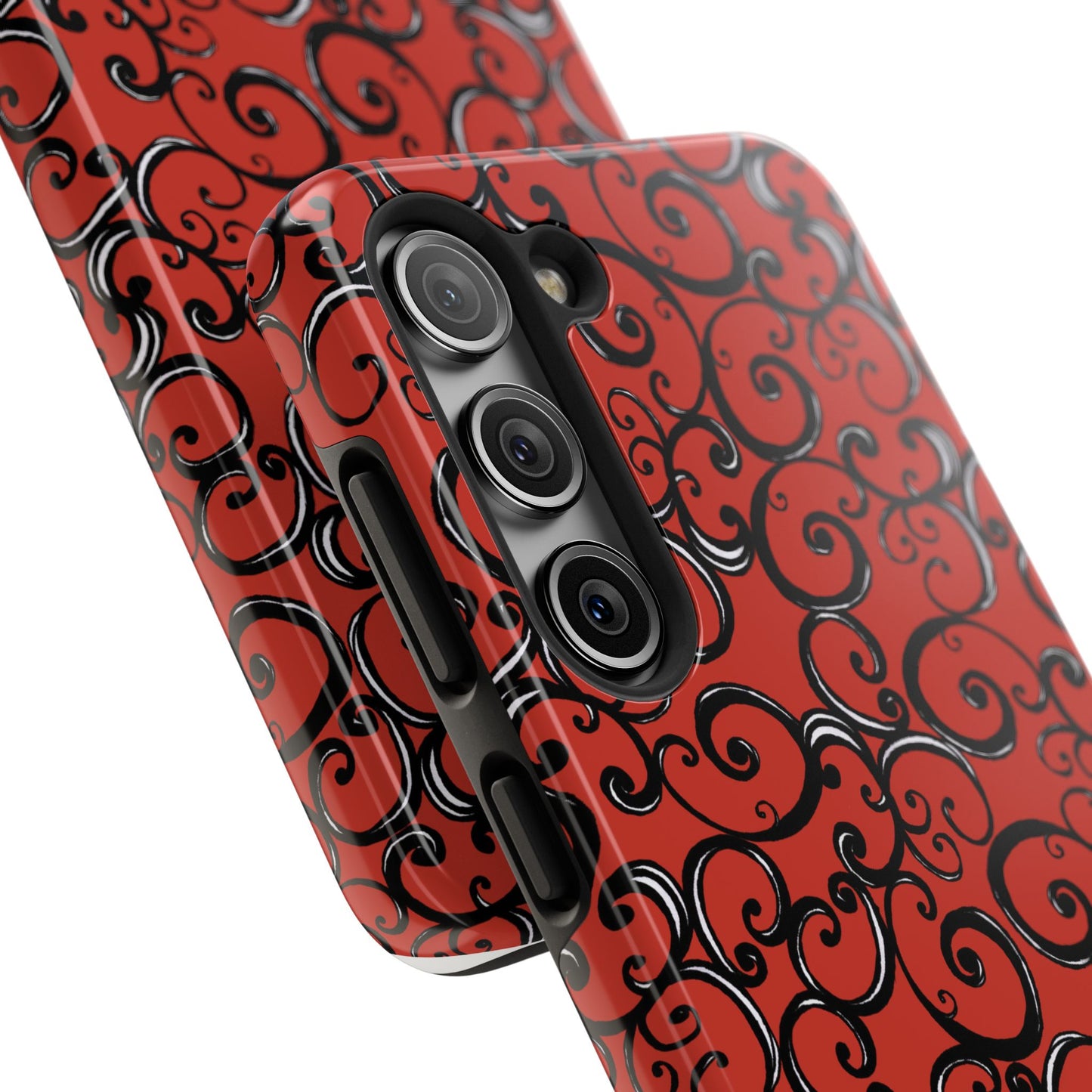 Curls Red / Black Phone Case