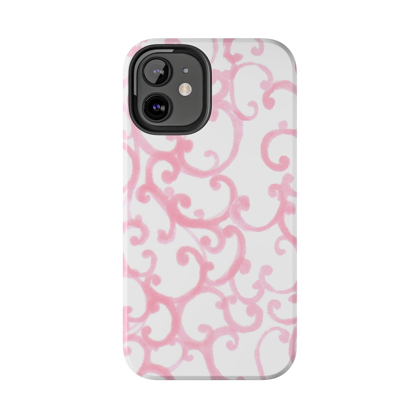 Scrollie White / Pink Phone Case