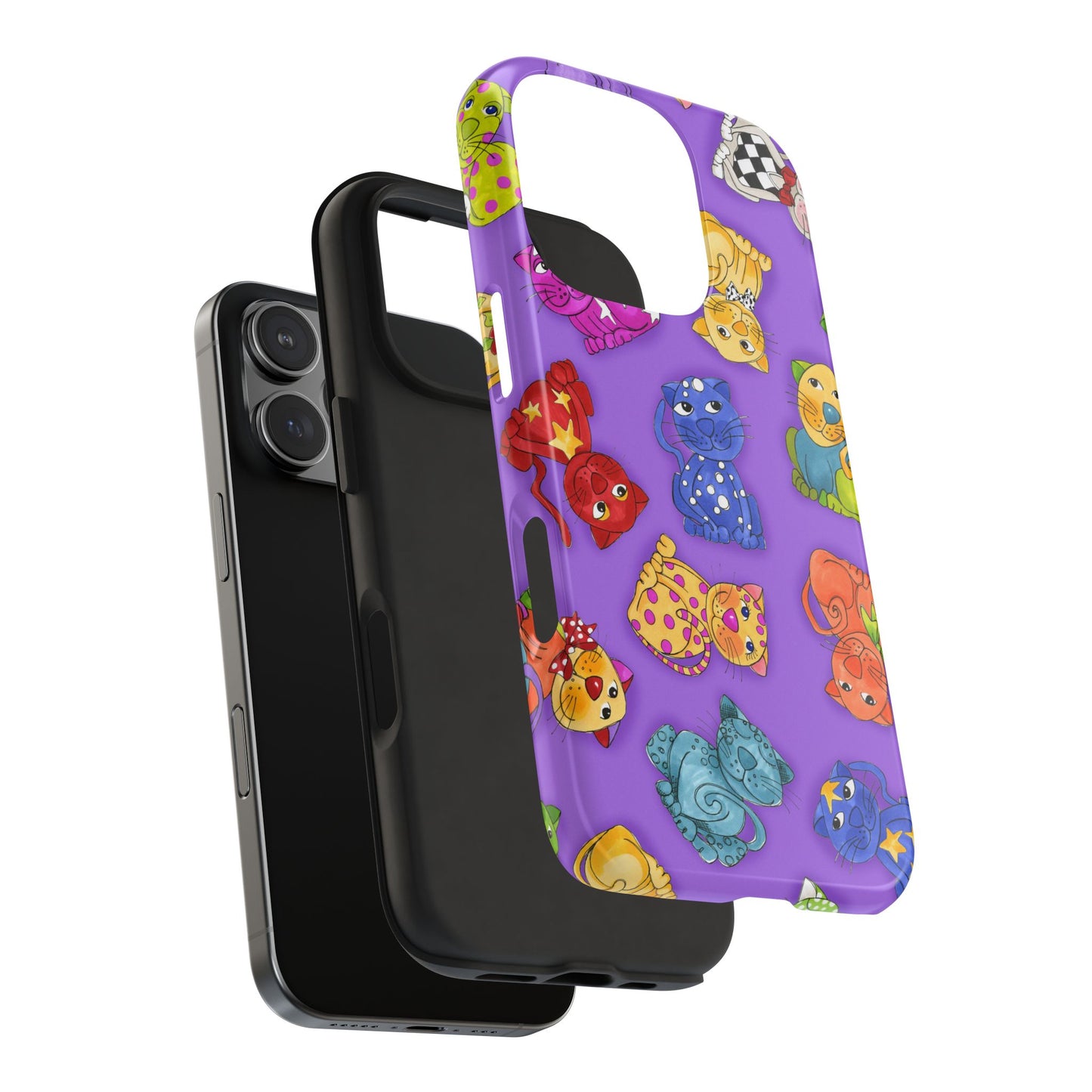Tossed Happy Cats Purple Phone Case