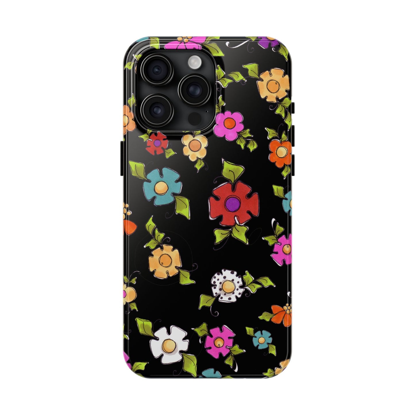 Dog Blooms Black Phone Case