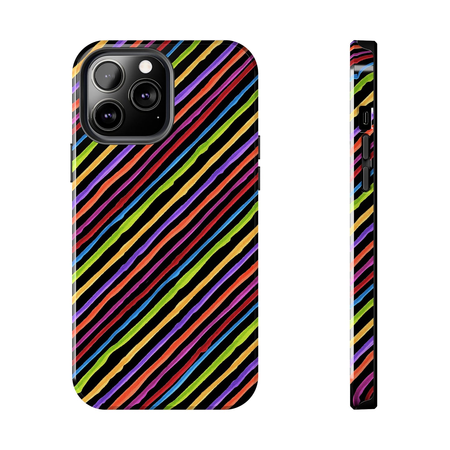 Quirky Bias Stripe Black Phone Case